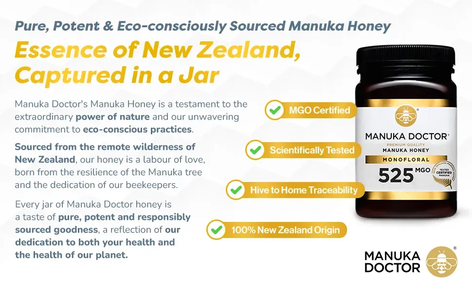 Closing module with eco-conscious messaging, the New Zealand origin story and the MGO 525 jar